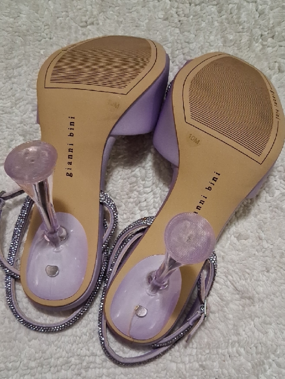 Gianni Bini Lavender Satin Crystal-Embellished Heels - Picture 5 of 6